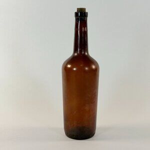 Vintage Amber Glass Bottle The Christian Bros. 4/5 Quart With Cork Stopper